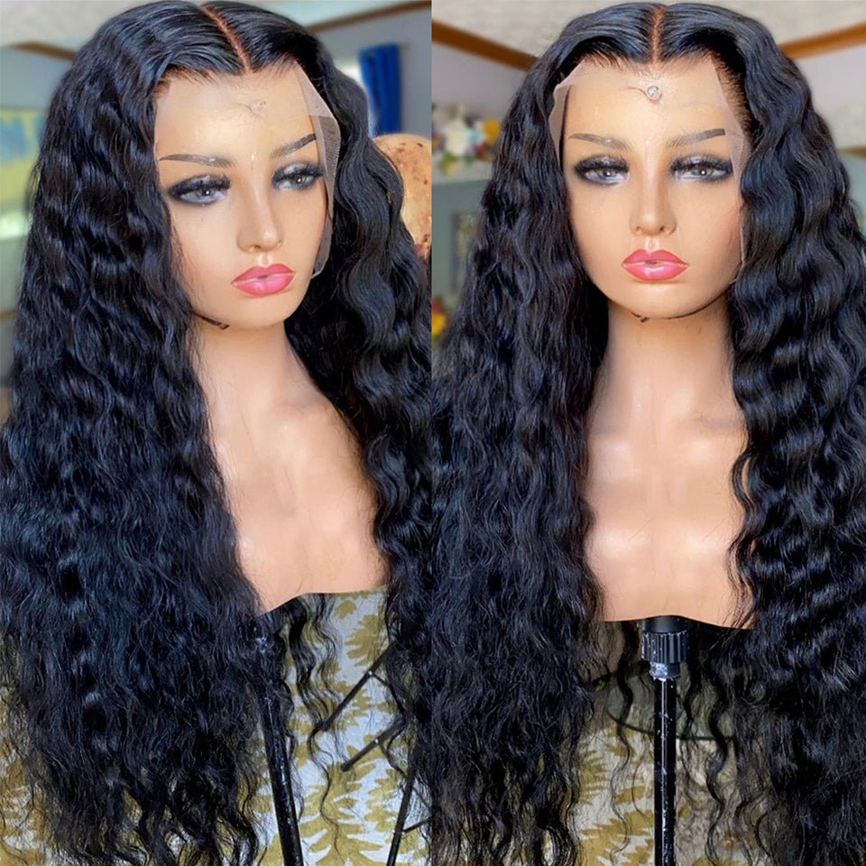 Vanlov Hair-Vanlov Human Hair Deep Wave Lace Front Wig Deep Curly Natural Black