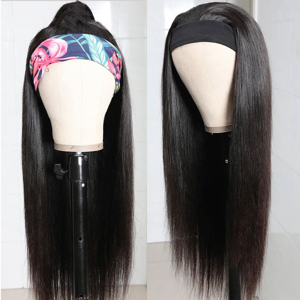 Vanlov Hair-Vanlov Human Hair Headband Wigs Straight Virgin Human Hair Wigs 180% Density For Women
