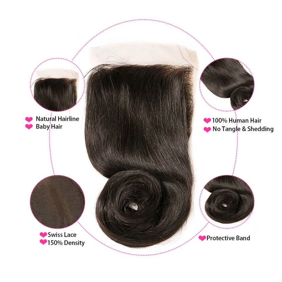 Vanlov Hair-Vanlov Human Hair Loose Wave 3 Bundles With 4X4 Closure Thick Hair For Women