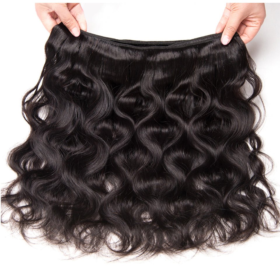 Vanlov Hair-Vanlov Human Hair Natural Black Body Wave 4 Bundles With 13X4 Lace Frontal