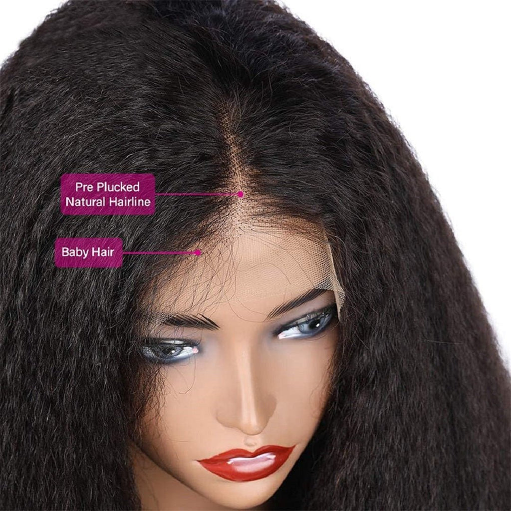 Vanlov Hair-Vanlov Kinky Straight Lace Front Wigs Pre Plucked with Baby Hair