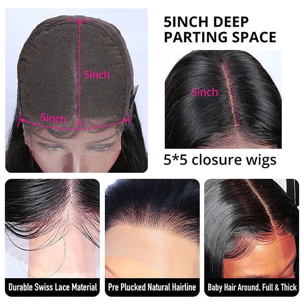 Vanlov Hair-Vanlov Loose Deep Wave Wig 5X5 Lace Frontal Wigs For Black Women 150%/180%/210%/250% Density