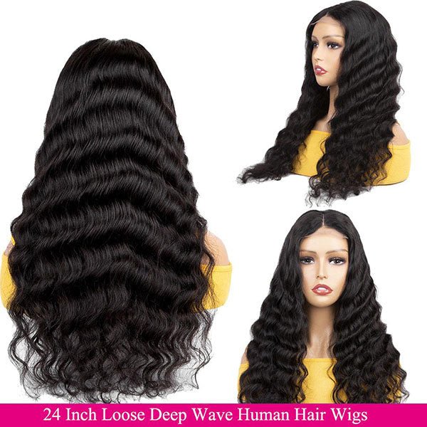 Vanlov Hair-Vanlov Loose Deep Wave Wig 5X5 Lace Frontal Wigs For Black Women 150%/180%/210%/250% Density