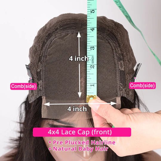 Vanlov Hair-Vanlov Natural Black 4X4 Lace Closure Wigs Straight Bob Wig Virgin Human Hair 150%-180% Density