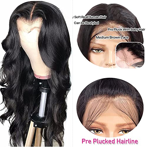 Vanlov Hair-Vanlov Natural Black Body Wave Lace Front Wig For Women