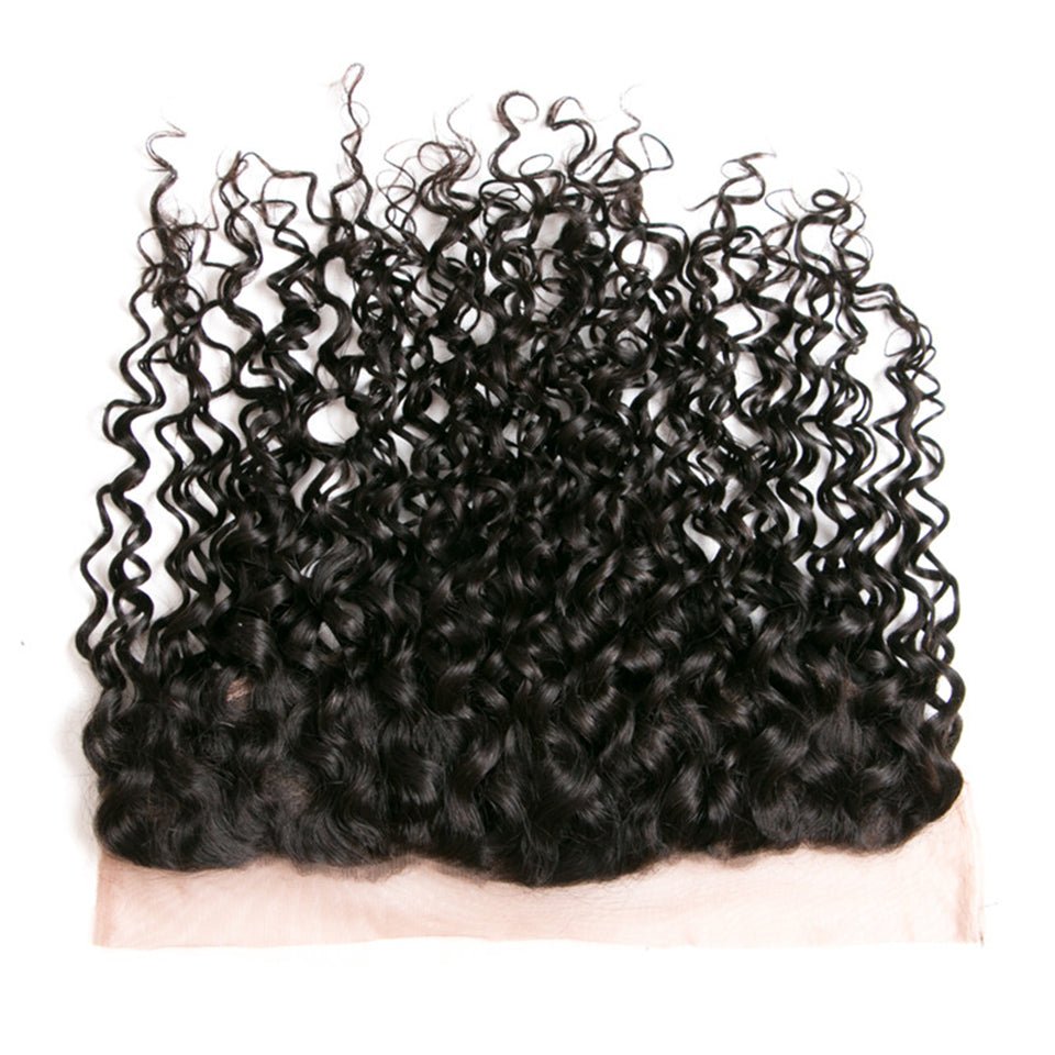 Vanlov Hair-Vanlov Natural Color Water Wave 4 Bundles With 13X4 Lace Frontal Pre Plucked