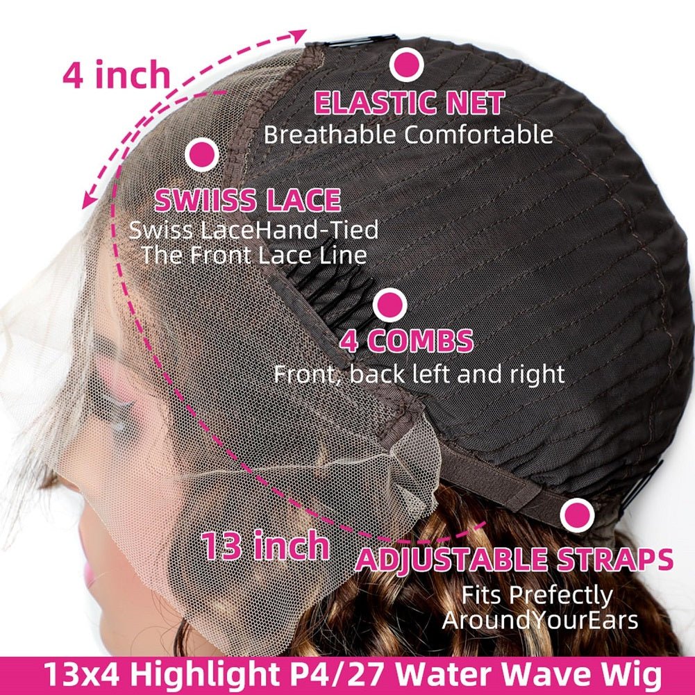 Vanlov Hair-Vanlov Ombre Lace Front Wig Human Hair Water Wave 13x4/13x6 HD Transparent Lace Front Wigs Wet and Wavy