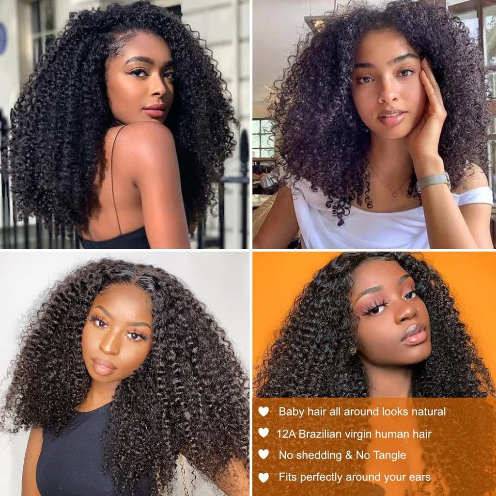 Vanlov Hair-Vanlov Short Curly Wig Afro Kinky Curly Hair Wig Human Hair Afro Wigs for Black Women