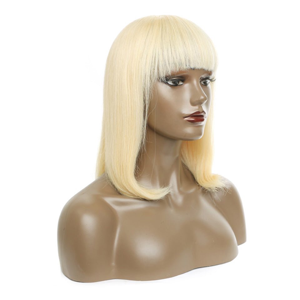 Vanlov Hair-Vanlov Straight Bob Wig With Bangs Human Hair Wigs 613 Blonde Fringe Wig Peruvian Human Hair Wigs