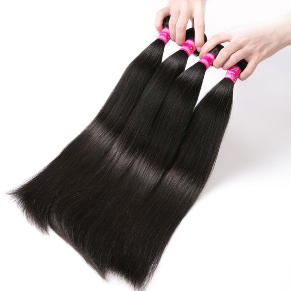 Vanlov Hair-Vanlov Straight Hair 3/4 Bundles With Closure Virgin Human Hair Bundles Natural Color