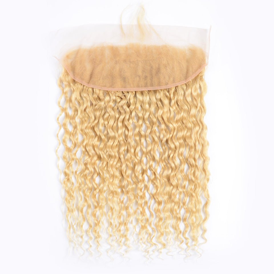 Vanlov Hair-Vanlov Virgin Hair 3 Bundles With 13X4 Frontal Water Wave 613 Blonde