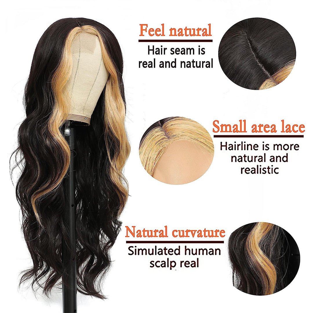 Vanlov Hair-Vanlov Virgin Human Hair Body Wave 150% Density 13X4/13x6 Skunk Stripe Lace Front Wig