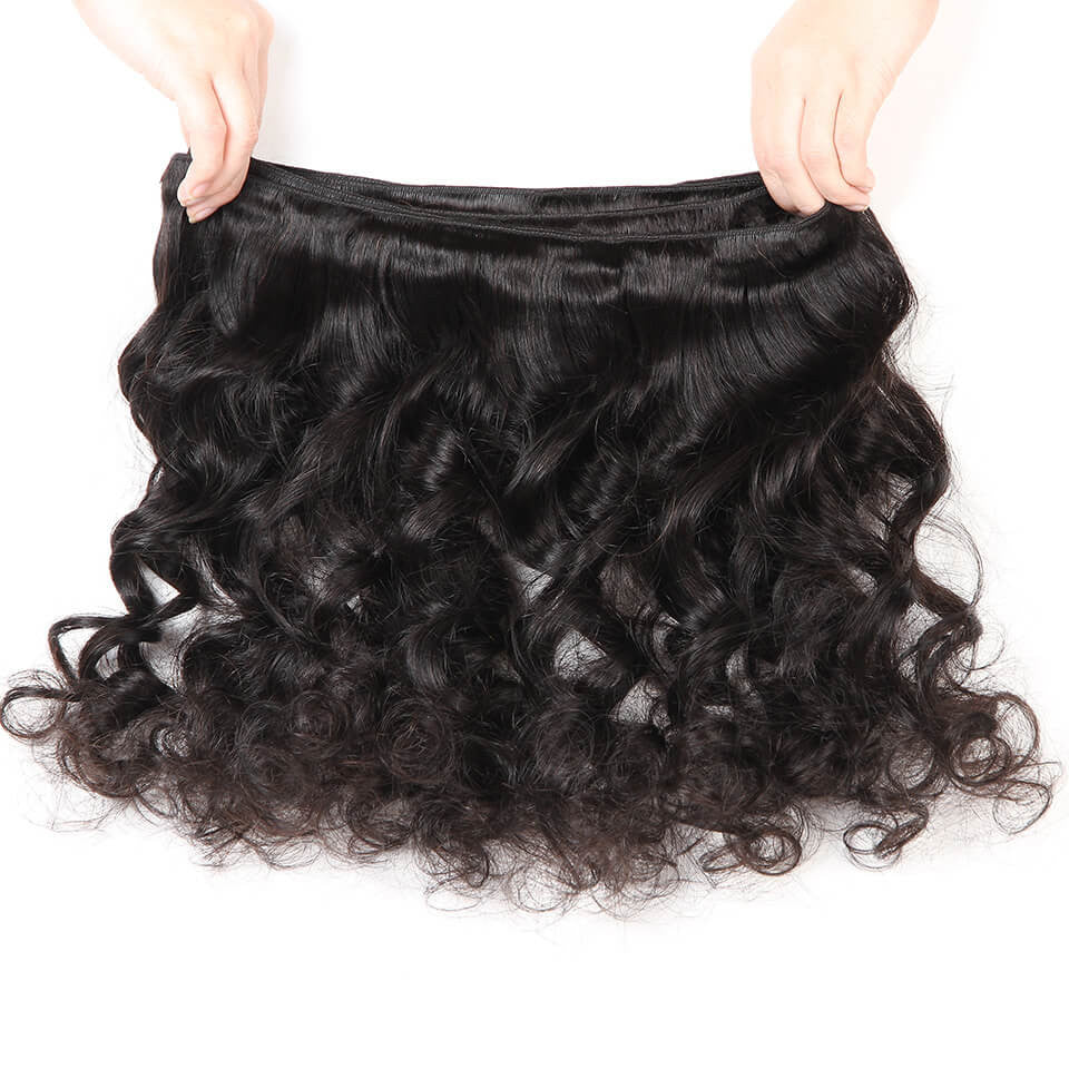 Vanlov Hair-Vanlov Virgin Human Hair Loose Wave 4 Bundles With Closure Natural Black Hair