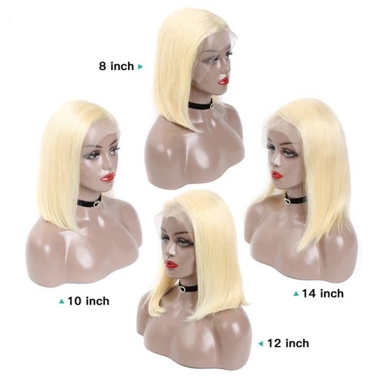 Vanlov Hair-Vanlov Virgin Human Hair Straight Hair 613 Blonde Bob Wig HD Lace Front Wigs Human Hair 150%-180% Density