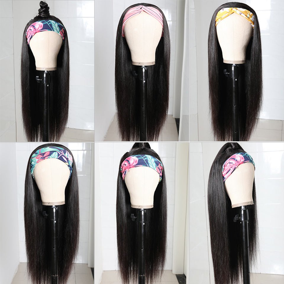 Vanlov Hair-Virgin Headband Wigs 150%-250% Density Straight Virgin Human Hair Wigs